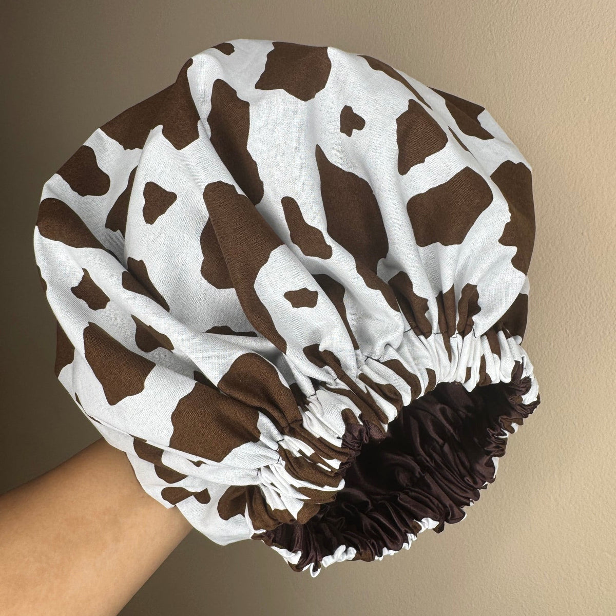 Brown Cow Print Bonnet