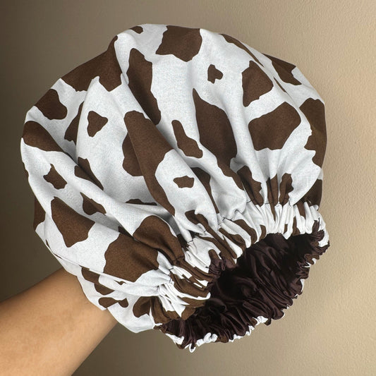 Brown Cow Print Bonnet