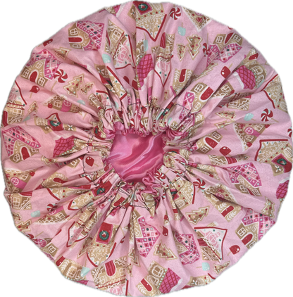 Glitter Pink Gingerbread Village Bonnet