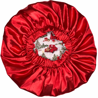 Dogs In Red Pickup Truck Bonnet